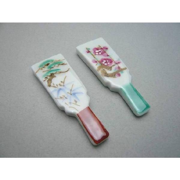 京焼 清水焼     松竹梅羽子板ペア箸置き