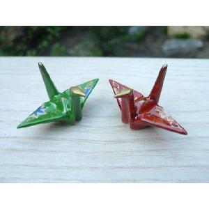 京焼 清水焼     ペア箸置き　折り鶴　芳山