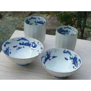 京焼 清水焼 染赤濃吉祥夫婦湯呑と夫婦茶碗セット : 松韻堂 Yahoo!店
