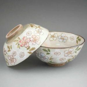 京焼 清水焼     彩りさくら夫婦茶碗　俊山