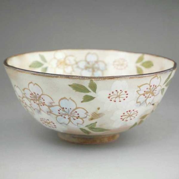 京焼 清水焼     彩りさくらご飯茶碗　大　俊山