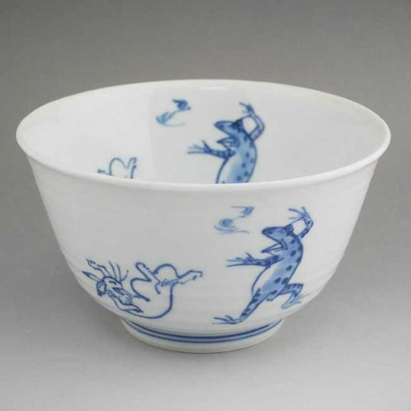 京焼 清水焼     高山寺鳥獣戯画　中鉢　相撲内相撲　芳山