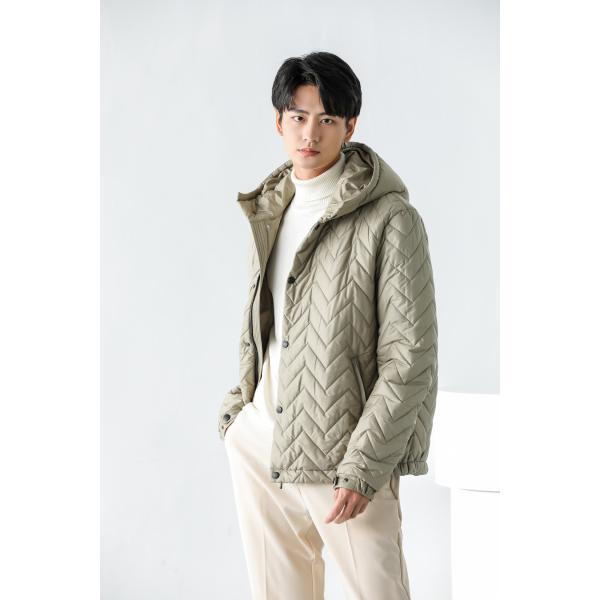 SHOKAY(ショーケイ) メンズ・キルティング・フーディ(シャンパンカラー)