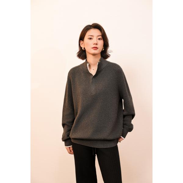 SHOKAY（ショーケイ) ショトン・レイヤーカラープルオーバー（コットンヤク、グレー)