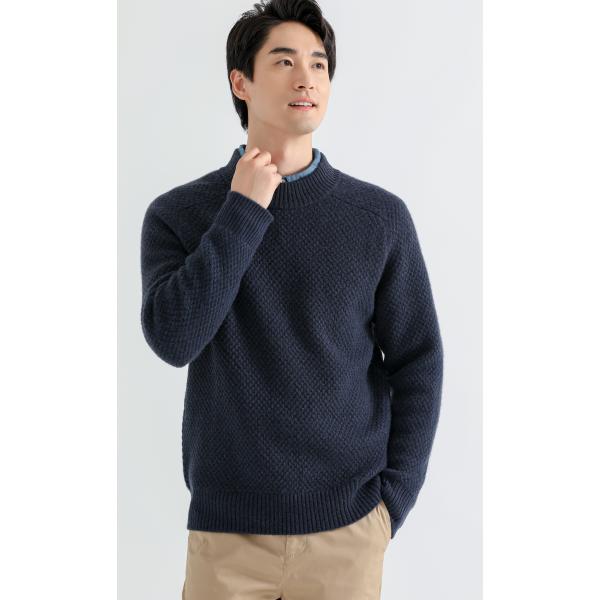 SHOKAY（ショーケイ) シャンバラ・メンズ・スプルース・セーター（ネイビー、ヤク100％)