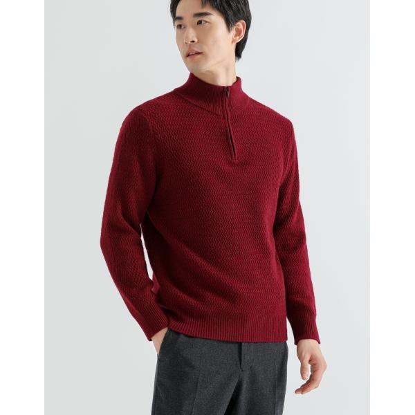 SHOKAY（ショーケイ) シャンバラ・メンズ・ハイネックジッパープルオーバー(ワイン、ヤク100％...