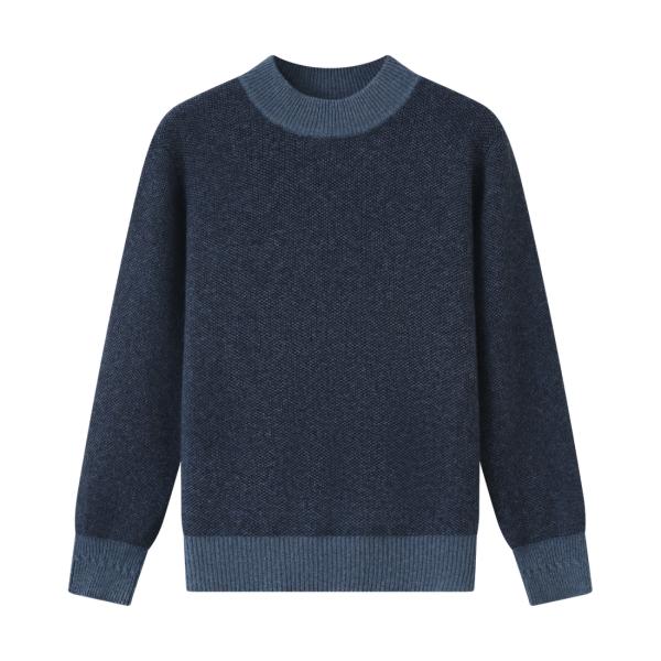SHOKAY（ショーケイ) シャンバラ・メンズラウンドネックヤクセーター（ミネラルブルー/ネイビー、...