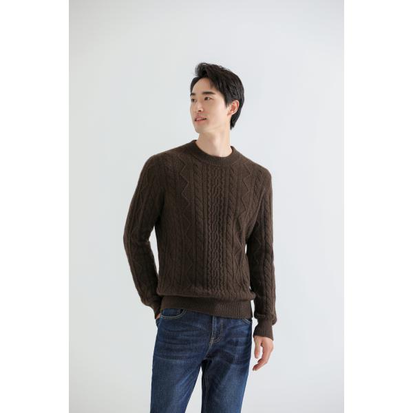 SHOKAY（ショーケイ) メンズ・ツイストヤクセーター（ダークブラウン)