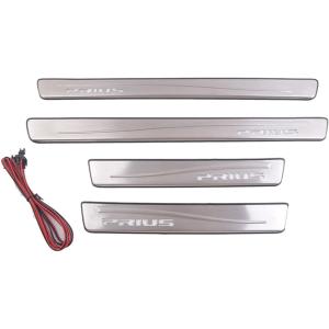 トヨタ プリウス50系専用スカッフプレートLED 白発光 ステップガーニッシュ プロテクター ガード...