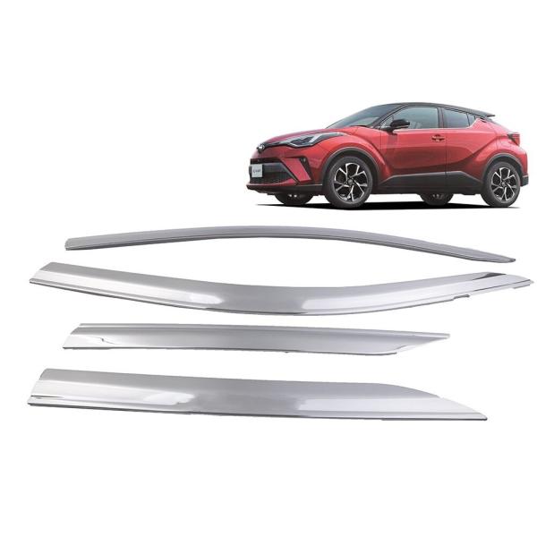 トヨタ CH-R前後期 メッキ鏡面ドアバイザー サイドバイザー ガーニッシュ外装 フロント リア4枚...