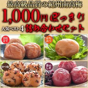 【送料無料】【1000円ポッキリ◆人気梅干し】人気の味ベスト４詰合せセット【勝喜梅】しょうきばい 人気 梅干し★（紀州 最高級南高梅干 和歌山 取寄 うめぼし