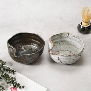 茶道具 抹茶茶碗 京焼き 紫三島 縦筋紋 口反りあり 森里陶楽作 マ-27
