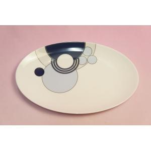 ２１．５ｃｍオーバルプレート・インペリアルブルー【フランク・ロイド・ライト　デザイン　テーブルウェア...