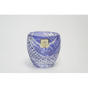 江戸切子　魚子流し紋（ななこ）　冷酒杯（紫）
