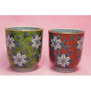 錦濃鉄仙花(鉄線花)　湯呑み