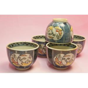 六代 佐藤走波 染錦椿草花文 湯呑み揃 : 食器のみつはた - 通販