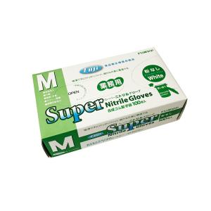 フジナップ スーパーニトリルグローブM ホワイト パウダーフリー (100枚入) 粉なし 使い捨て手袋 ゴム手袋 食品衛生規格合格品