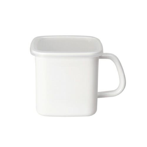 野田琺瑯 ホワイトシリーズ White Series 持ち手付ストッカー 角型 L シール蓋付 保存...