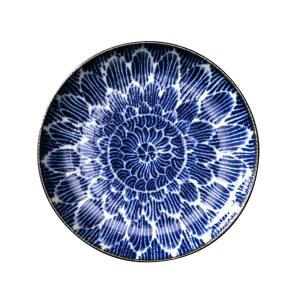 おふけダリア 5.0皿 15.5cmプレート 約15.7cm 和食器 丸皿 小皿 ブルー系 日本製 美濃焼 業務用 Blue&White MF-fk001-096｜shokky