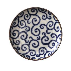 おふけ点唐草 5.0皿 15.5cmプレート 約15.7cm 和食器 丸皿 小皿 ブルー系 日本製 美濃焼 業務用 Blue&White MF-fk001-106｜shokky