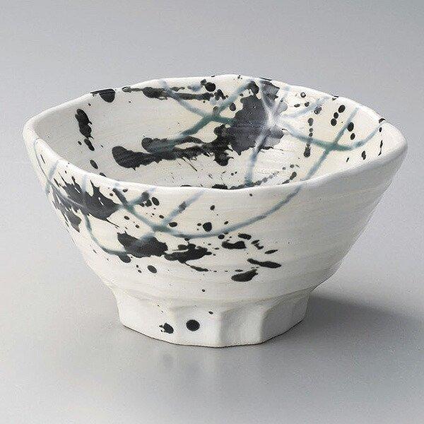 粉引墨吹6.5三ツ押丼 約19.8cm 和食器 そば・うどん丼 ホワイト系 業務用 ときわ ラーメン...