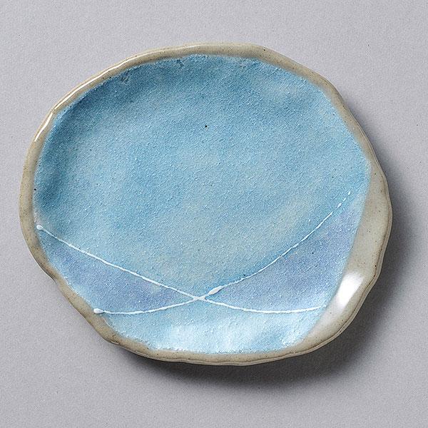 ブルー色十草タタラ コーヒー皿 （皿のみ） 約14.5cm 和食器 カップ・ソーサー・ポット ブルー...