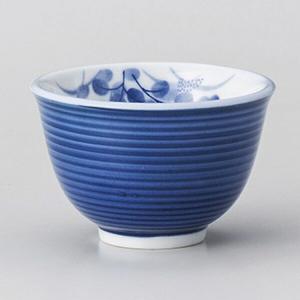 呉須巻小萩反煎茶 厚口 約170cc 和食器 煎茶 豆鉢 ブルー系 業務用 ときわ 陶器屋プロ 29-370-209-ka
