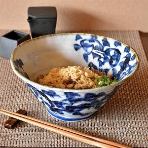 呉須タコ唐草 7.0変形丼 約20.8cm 中華食器 ラーメン丼 変形丼 中丼 ブルー系 業務用 ときわ ラーメンスタイル 29-306-069-ka
