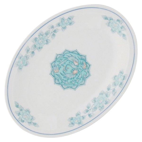 東鳳 8吋プラター 約21cm 中華食器 楕円皿 中皿 ブルー系 業務用 うつわ探訪