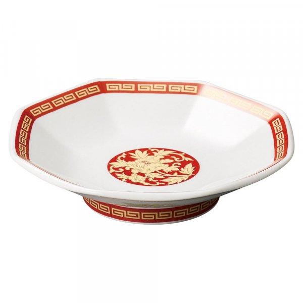 八宝 6.0八角皿 約19.8cm 中華食器 八角・高台皿 中皿 レッド系 業務用 うつわ探訪