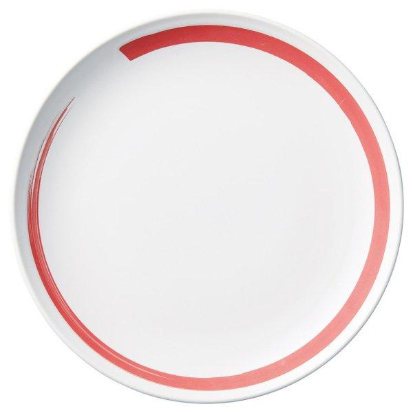 朱雀刷毛目赤ライン メタ玉28cm皿 約28cm 中華食器 丸皿 大皿 レッド系 業務用 うつわ探訪