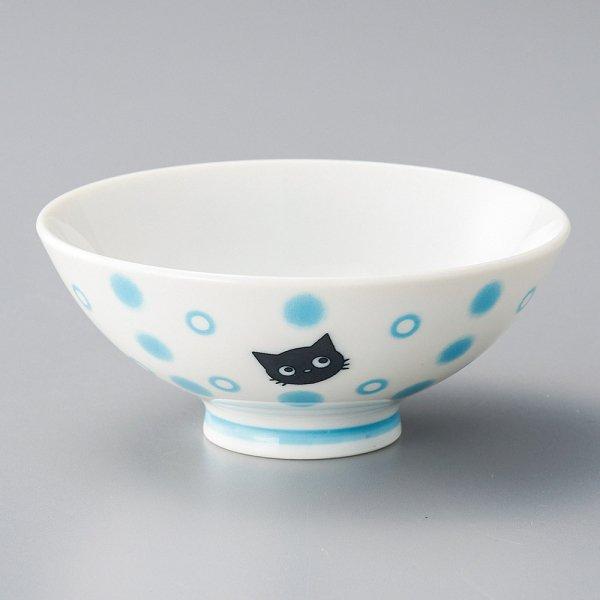 青水玉ねこ茶碗 約12cm 和食器 茶碗 ピンク系 日本製 美濃焼 業務用 うつわ探訪
