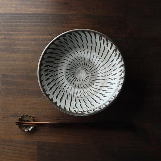 取皿 小鹿田焼 坂本工窯 飛鉋 五寸皿 中皿 民藝 和食器 日本製 手仕事 約15.5cm