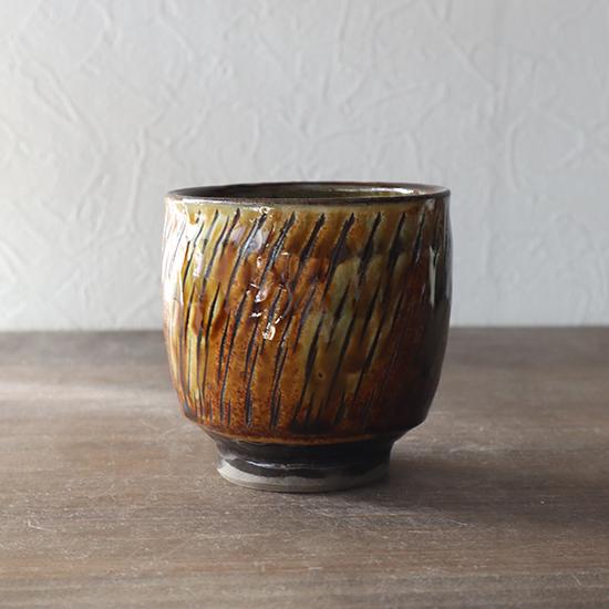 湯呑み 小鹿田焼 坂本工窯 飛び鉋 茶 湯呑 民藝 和食器 日本製 手仕事 約8cm