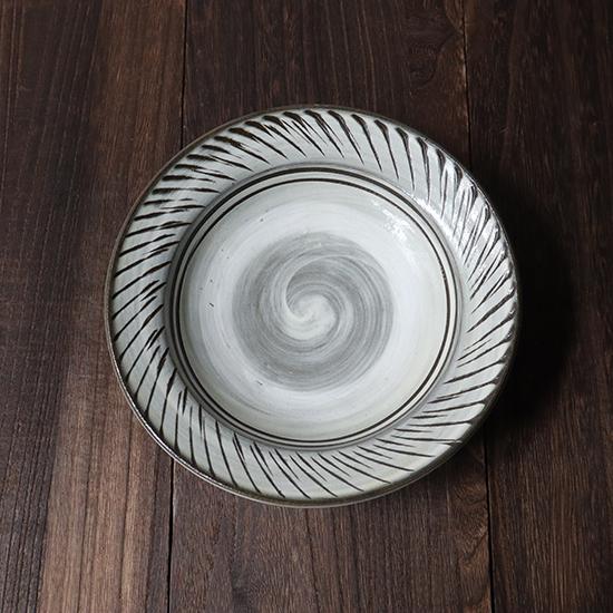 中皿 小鹿田焼 坂本工窯 飛鉋 六寸皿 取皿 民藝 和食器 日本製 手仕事 約18.5cm