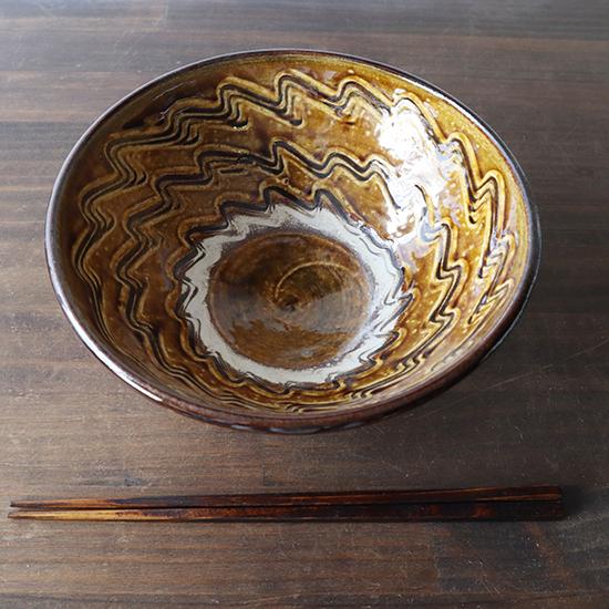 どんぶり 小鹿田焼 坂本工窯 櫛描き 飴釉 六寸丼 ラーメン丼 うどん丼 民藝 和食器 日本製 手仕...