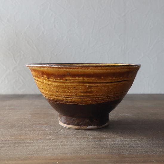 飯碗 小鹿田焼 坂本工窯 刷毛目 飴釉 四寸 ご飯茶碗 民藝 和食器 日本製 手仕事 約12cm