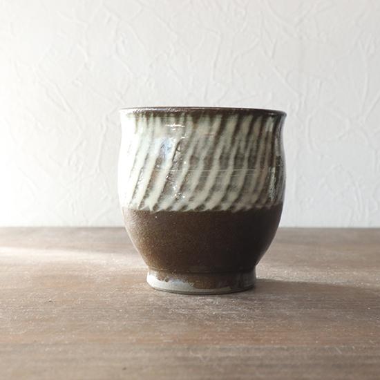 湯呑み 小鹿田焼 坂本工窯 刷毛目 白 湯呑 民藝 和食器 日本製 手仕事 約8cm