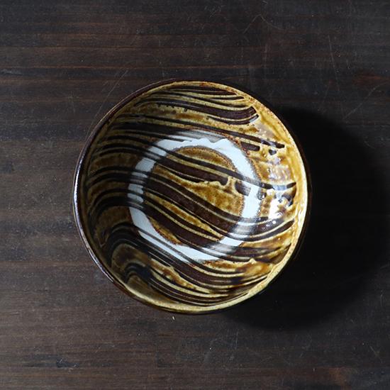 小皿 小鹿田焼 坂本工窯 櫛がき 飴釉 四寸 取皿 民藝 和食器 日本製 手仕事 約12.5cm