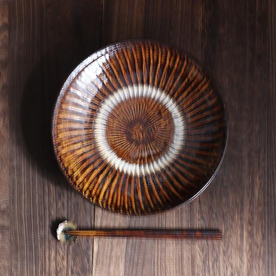 大皿 小鹿田焼 坂本工窯 刷毛目 八寸 盛皿 民藝 和食器 日本製 手仕事 約24cm