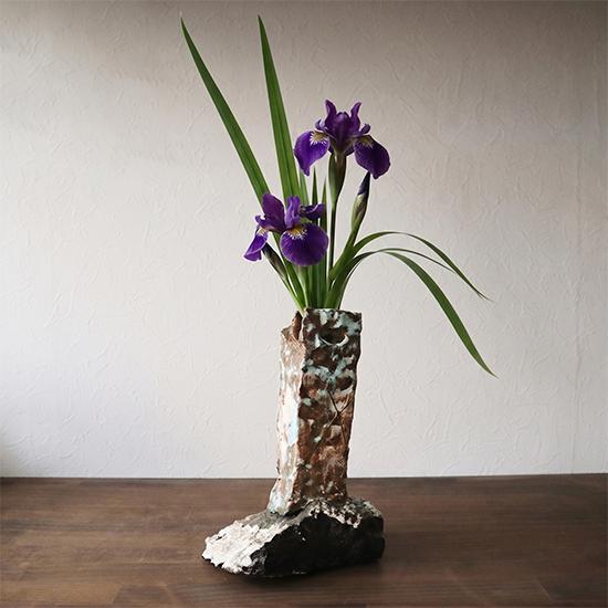 水谷渉 花器 唐津 陶器 花瓶 フラワーベース 薪窯焼成 25cm