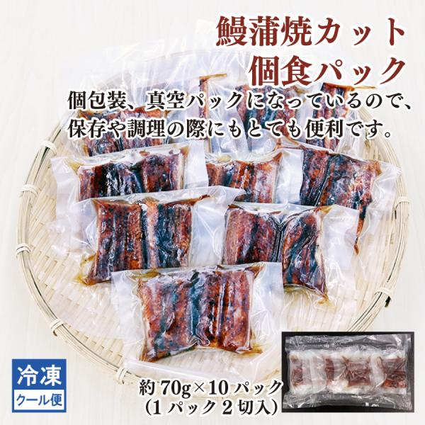 うなぎ蒲焼き　訳あり　中国産　カット　約７０ｇ　１０食入り　真空パック　冷凍　湯煎