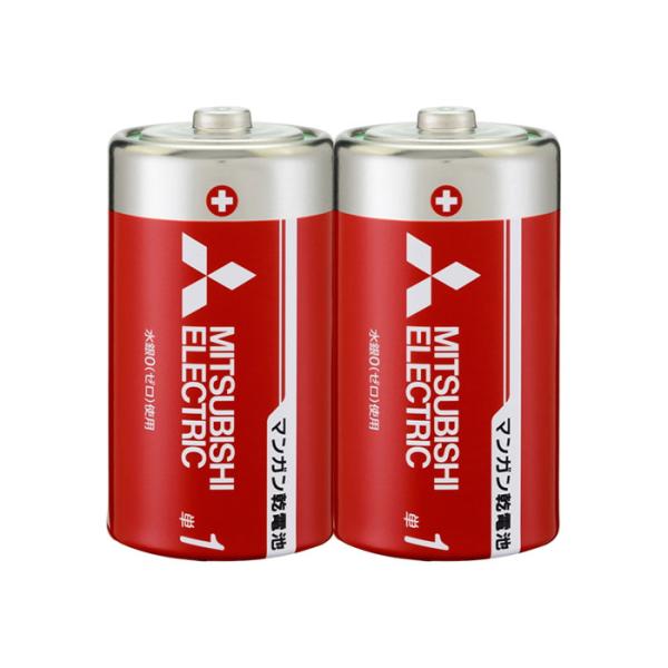 R20PD2S 三菱 マンガン乾電池 単1形 赤 2本パック R20PD/2S