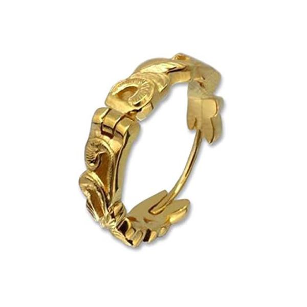 フープピアス  ハワイアンジュエリー ピアス K24 純金 仕上げ【片耳用】透かし スクロール 波 ...