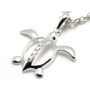 ハワイアンジュエリー ネックレス ホヌ キュービックジルコニア ペンダント SILVER925 メン...