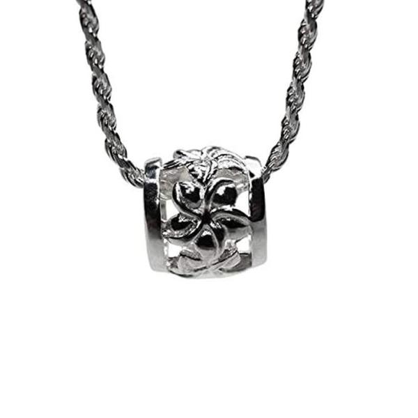 ハワイアンジュエリー ネックレス プルメリア バレル ペンダント ロープチェーン付き SILVER9...