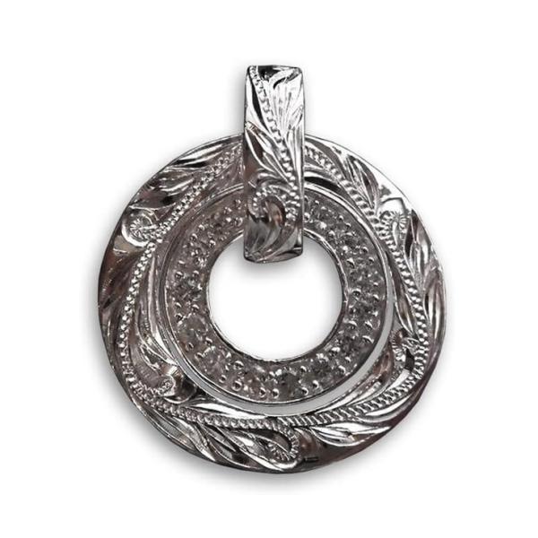 ハワイアンジュエリー ネックレス ペンダントヘッド ラウンド ダブルサークル スクロール キュービッ...