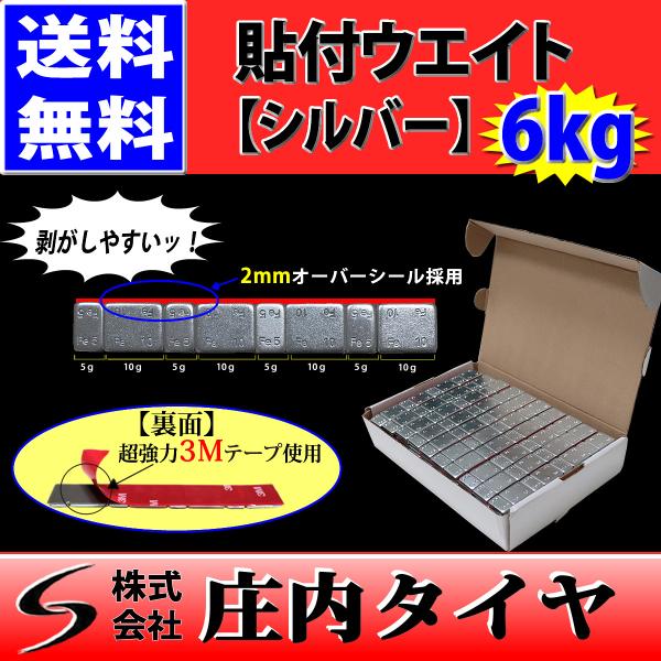 送料無料 新品 貼り付けウエイト シルバー 1箱 60g×100本入り 6kg 3Mテープ使用 自動...