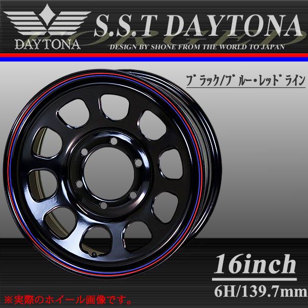 会社宛 送料無料 ハイエース用 SST デイトナブラック 赤青ライン 16×7J ET+38 6穴 ...