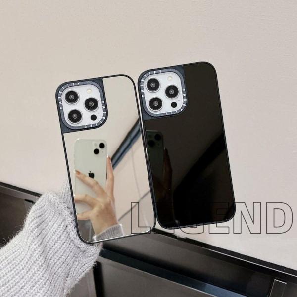 スマホケース iphoneケース casetify 無地 ミラー付き ファッション かっこいい 耐衝...